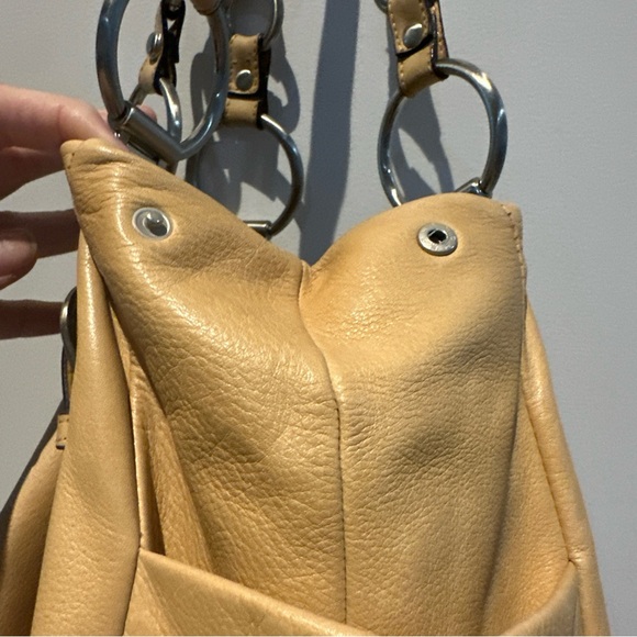 B. Makowsky Designer Tan Supple Leather Hobo Shoulder Bag Cheetah Lined Pre own - Picture 4 of 12